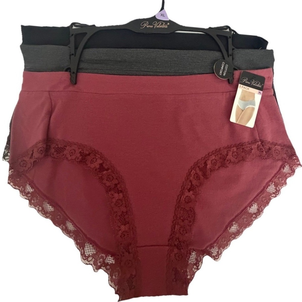 Prima Valentina Women's 3 Pack Cotton Comfort Panties Stretch Size XL New